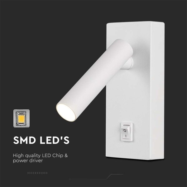 LED Stenski reflektor LED/2W/230V 3000K bela