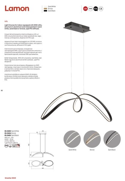 Redo 01-2455 - LED Lestenec na vrvici LAMON LED/57W/230V črna