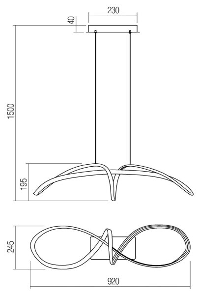 Redo 01-2455 - LED Lestenec na vrvici LAMON LED/57W/230V črna