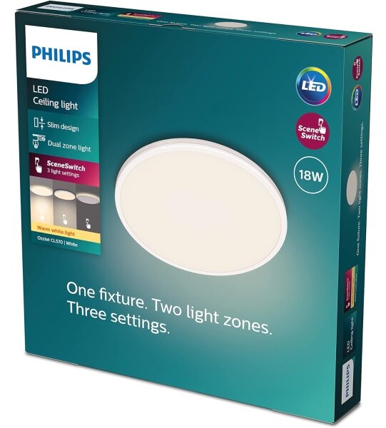 Philips- LED Zatemnitvena stropna svetilka OZZIET SCENE SWITCH LED/18W/230V 2700K