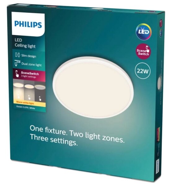 Philips- LED Zatemnitvena stropna svetilka OZZIET SCENE SWITCH LED/22W/230V 2700K