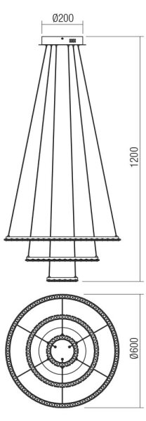 Redo 01-2173 - LED Lestenec na vrvici NUNZIA LED/54W/230V