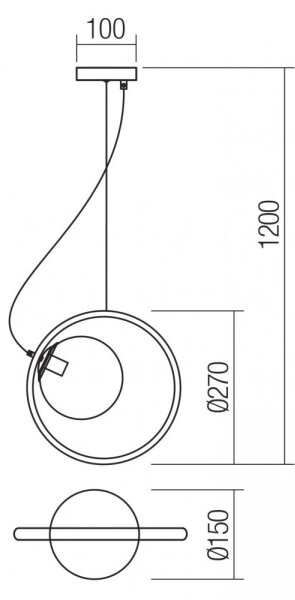 Redo 01-2319 - Lestenec na vrvici KLEIDI 1xE14/28W/230V pr. 27 cm rjava