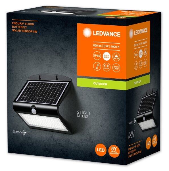 Ledvance - LED Solarna stenska svetilka s senzorjem METULJ LED/8W/3,7V IP65