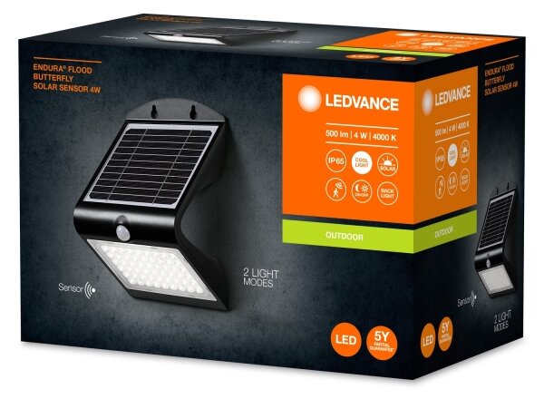 Ledvance - LED Solarna stenska svetilka s senzorjem METULJ LED/4W/3,7V IP65