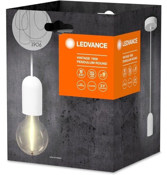 Ledvance - Lestenec na vrvici PENDULUM ROUND 1xE27/15W/230V bela