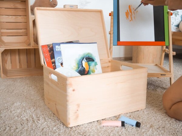 ATMOWOOD Lesena škatla s pokrovom 40 x 30 x 23 cm