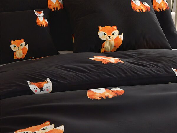 Posteljnina iz mikrovlaken FOXES črna Dimenzije posteljnine: 2 kom 70 x 80 cm | 160 x 200 cm