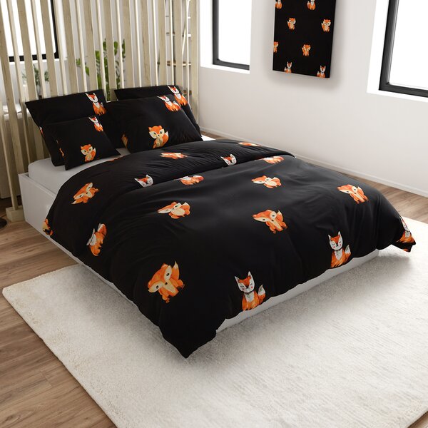 Posteljnina iz mikrovlaken FOXES črna Dimenzije posteljnine: 2 kom 70 x 80 cm | 160 x 200 cm