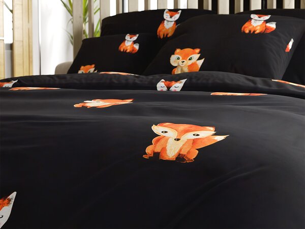 Posteljnina iz mikrovlaken FOXES črna Dimenzije posteljnine: 2 kom 70 x 80 cm | 160 x 200 cm