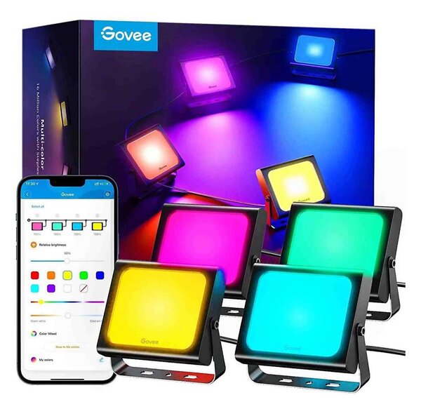 Govee - SET 4x Reflektorji zunanji SMART LED luči Wi-Fi IP66