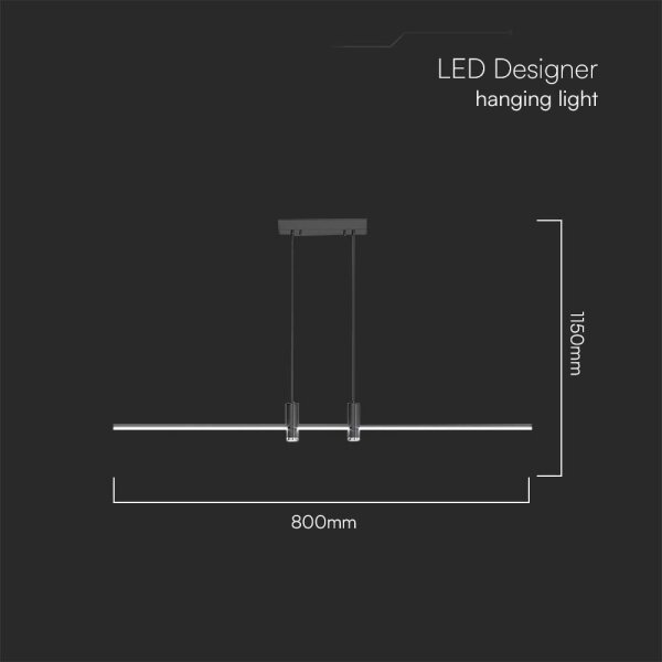 LED Lestenec na vrvici LED/19W/230V 3000K črna