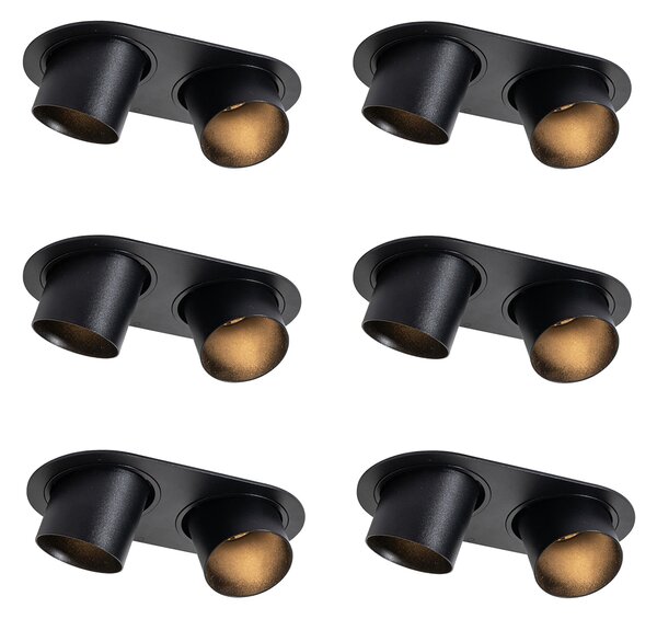 Komplet 6 vgradnih reflektorjev črne barve GU10 50mm 2-luči - Installa