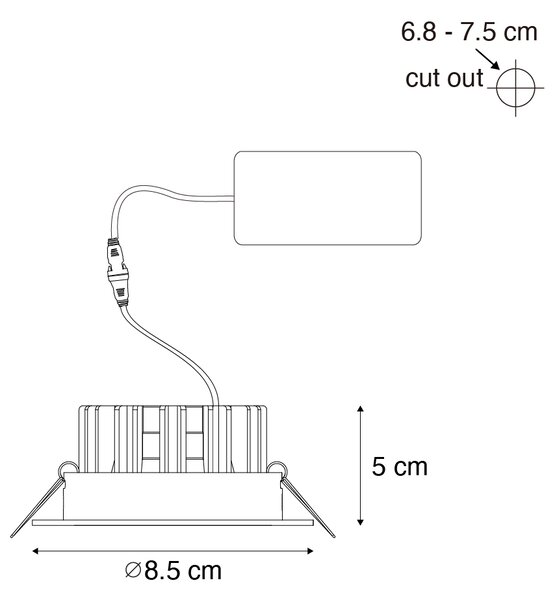 Vgradna reflektorska svetilka bela 6,8 cm vklj. LED 545 lm Zatemnilna IP65 - Gaius