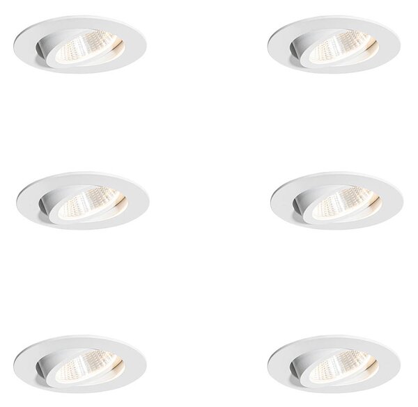 Komplet 6 vgradnih reflektorjev belih 6,8 cm vklj. LED 545 lm možnost zatemnitve IP65 - Gaius