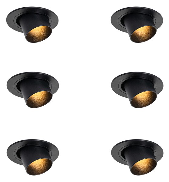 Komplet 6 vgradnih reflektorjev črne barve GU10 35 mm okrogli nagibni - Installa