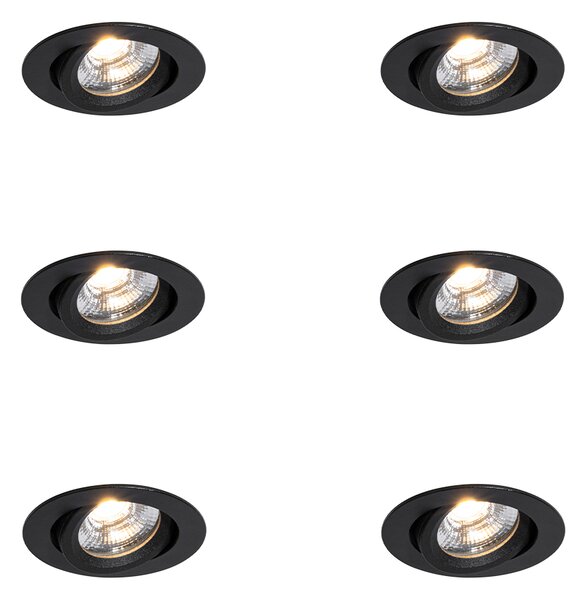 Komplet 6 vgradnih reflektorjev črne barve, nagibni 8,2 cm, vklj. LED Dim to Warm IP54 Ultra Slim - Pupil