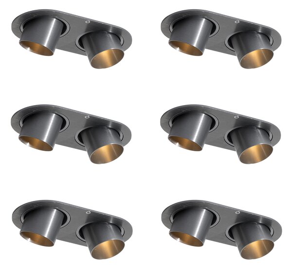 Komplet 6 vgradnih reflektorjev Gunmetal GU10 35mm Nastavljivi 2-Light - Installa