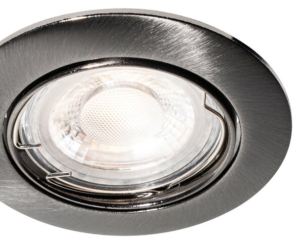 Komplet 6 modernih okroglih nagibnih vgradnih reflektorjev barve jekla GU10 50 mm - Edu
