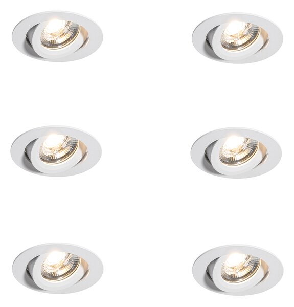 Komplet 6 modernih vgradnih reflektorjev, belih, 8,2 cm, vklj. LED, IP54, ultra tankih - Pupil