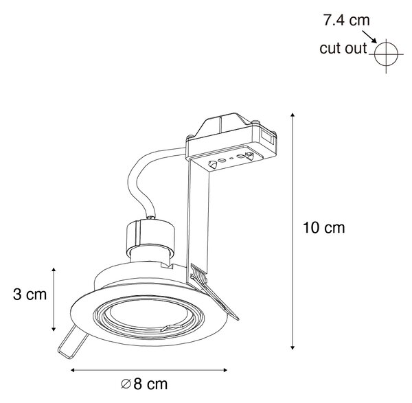 Komplet 6 modernih okroglih nagibnih vgradnih reflektorjev barve jekla GU10 50 mm - Edu