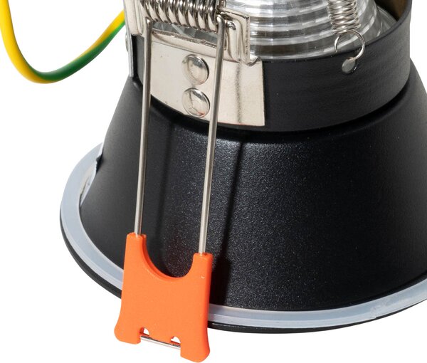 Komplet 6 modernih vgradnih reflektorjev črnih z zlatom GU10 50mm IP44 - Dept