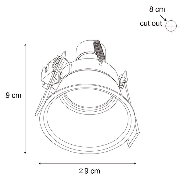 Komplet 6 modernih vgradnih reflektorjev črnih z zlatom GU10 50mm IP44 - Dept