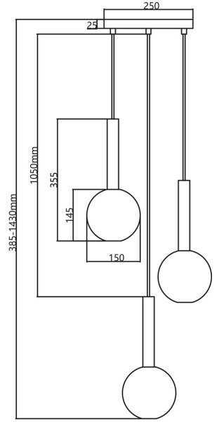 Lestenec na vrvici NIKO 3xG9/9W/230V zlata