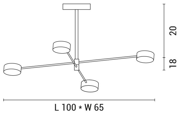 LED Lestenec na drogu 4xLED/12W/230V 4000K zlata