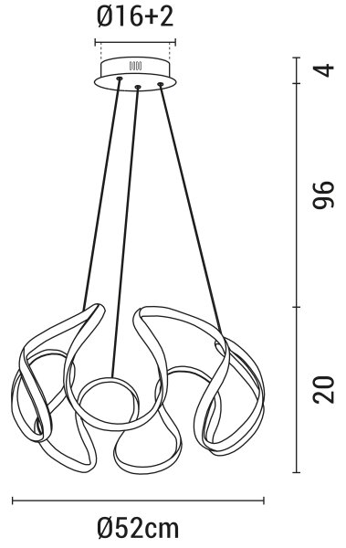 LED Lestenec na vrvici LED/60W/230V 3000K bela