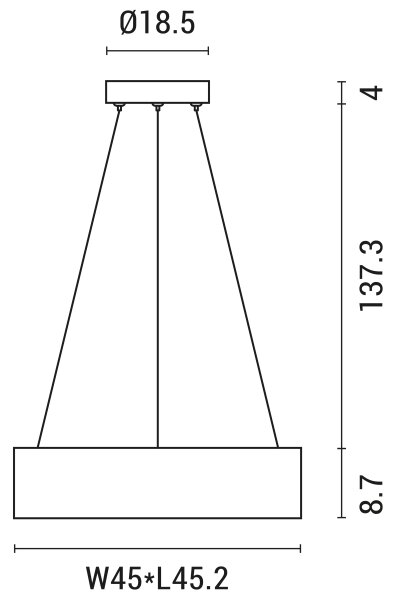 LED Lestenec na vrvici LED/30W/230V 3000K 45x45 cm bela