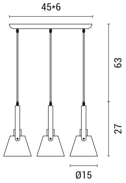 Lestenec na vrvici 3xE27/40W/230V črna