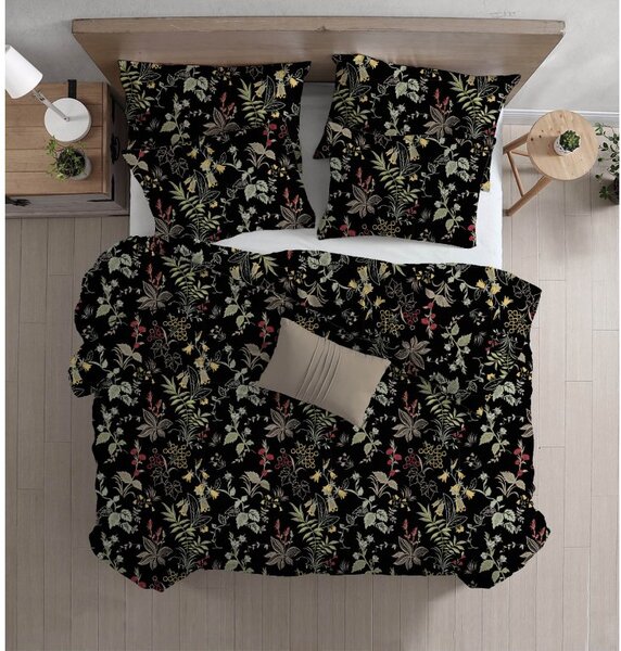 Posteljnina iz renforcé bombaža FLORWELLA črna Dimenzije posteljnine: 70 x 90 cm | 140 x 200 cm