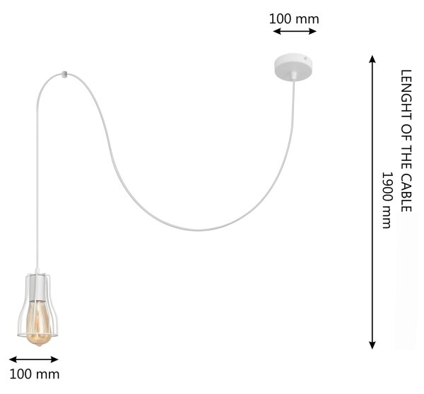 Lestenec na vrvici TUBE 1xE27/15W/230V bela