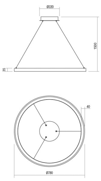 Redo 01-2676-LED Zatemnitveni lestenec na vrvici ICONIC LED/60W/230V pr. 78 cm zlata