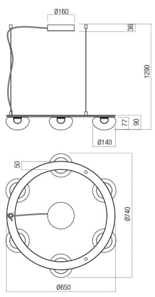 Redo 01-3247- LED Zatemnitveni lestenec na vrvici SINCLAIR LED/37,2W/230V CRI 93 IP21