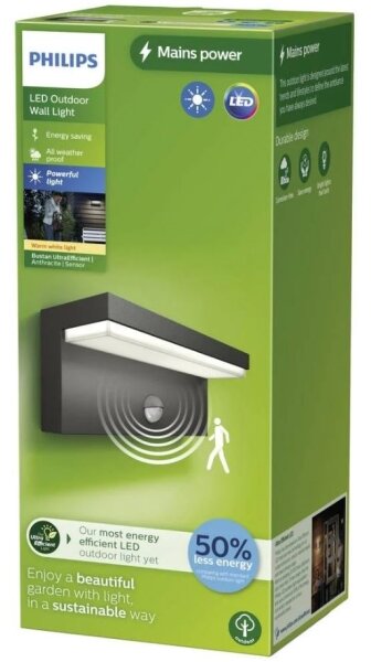 Philips - LED Zunanja stenska svetilka s senzorjem BUSTAN LED/3,8W/230V IP44