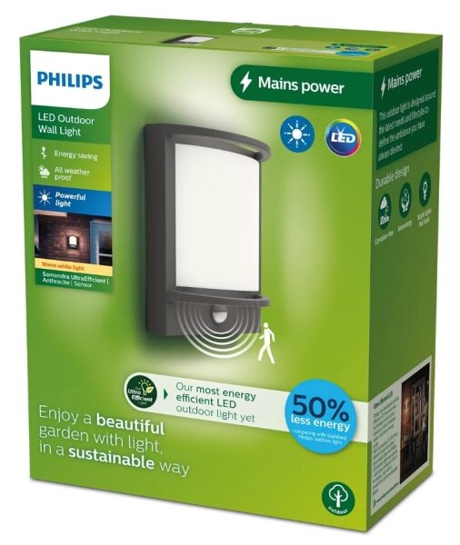 Philips - LED Zunanja stenska svetilka s senzorjem SAMONDRA LED/3,8W/230V IP44