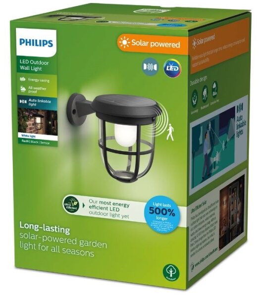 Philips-LED Solarna stenska svetilka s senzorjem RADII LED/1,3W/3,7V 3000K IP44