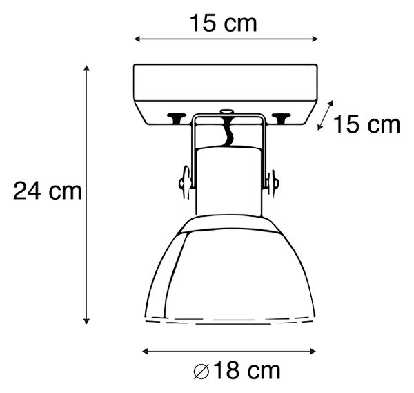 Industrijska črna črna z lesom manga 18 cm - Mango