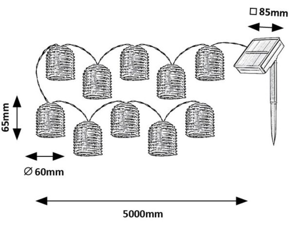 Rabalux 77047 - LED Solarna veriga RUPIT 10xLED/0,6W/1,2V IP44