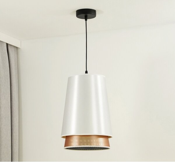 Duolla - Lestenec na vrvici BELL SHINY 1xE27/15W/230V pr. 25 cm bela/baker