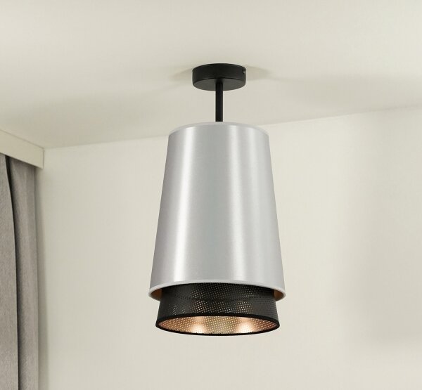 Duolla - Lestenec BELL SHINY 1xE27/15W/230V pr. 25 cm srebrna/črna