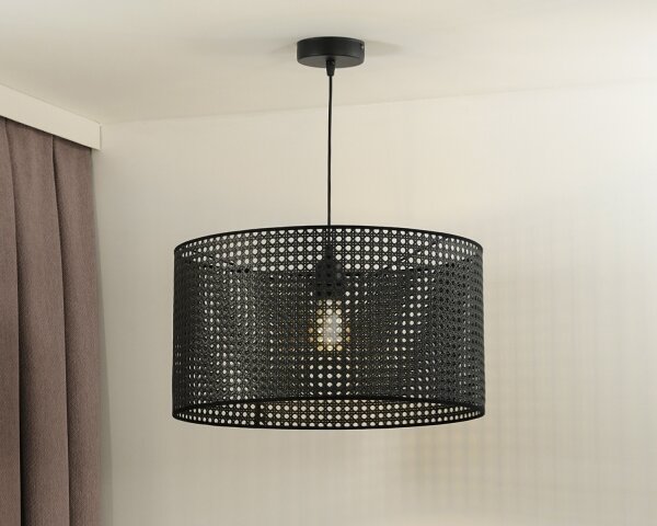 Duolla - Lestenec na vrvici ROLLER RATTAN 1xE27/15W/230V pr. 45 cm črna