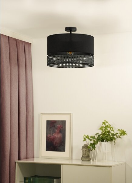 Duolla - Lestenec DOUBLE RATTAN 1xE27/15W/230V pr. 40 cm črna