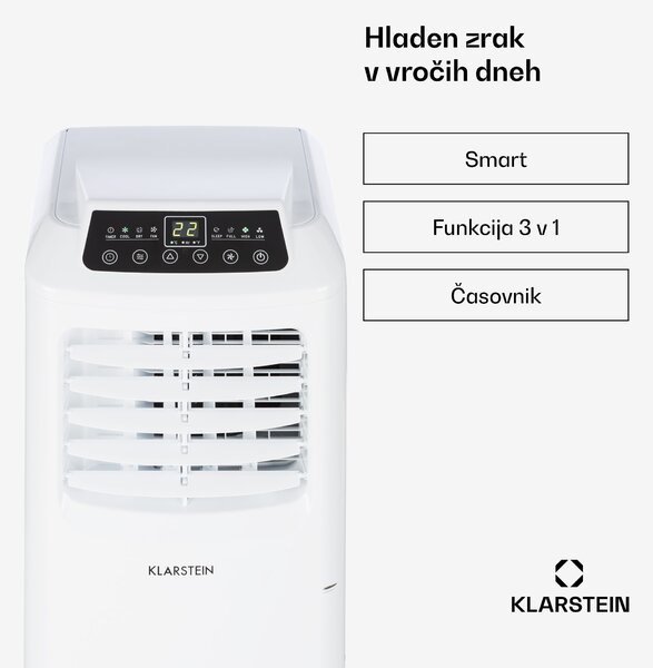 Klarstein Pure Blizzard 3 2G, 808 W/7000 BTU, klimatizacija 3 v 1, hlajenje, ventilator, naprava za odstranjevanje vlage iz zraka, bel