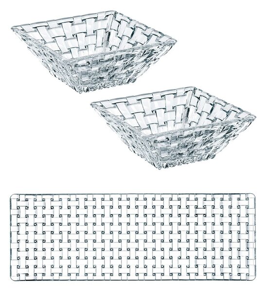 Komplet 2 servirnih skled in servirnega pladnja iz kristalnega stekla Nachtmann Bossa Nova
