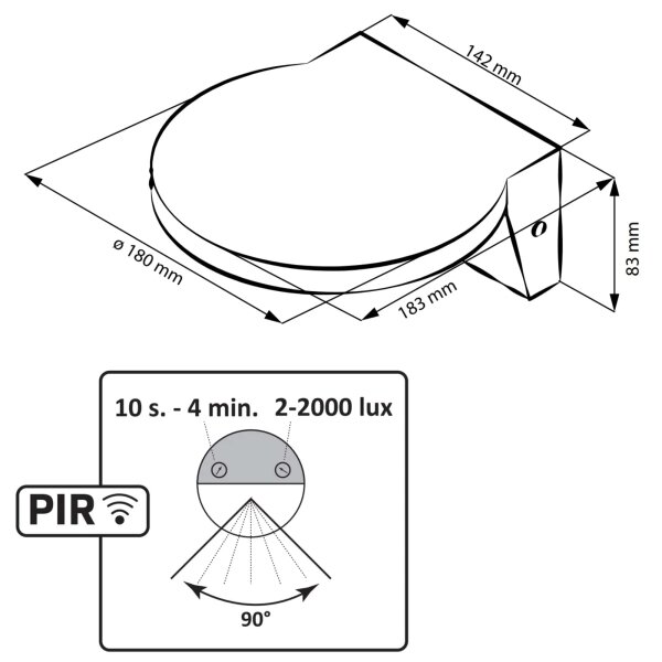 LED Zunanja stenska svetilka s senzorjem TESA LED/10W/230V IP54 črna