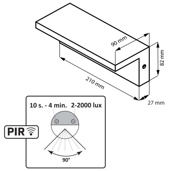 LED Zunanja stenska svetilka s senzorjem TESA LED/10W/230V IP54 črna