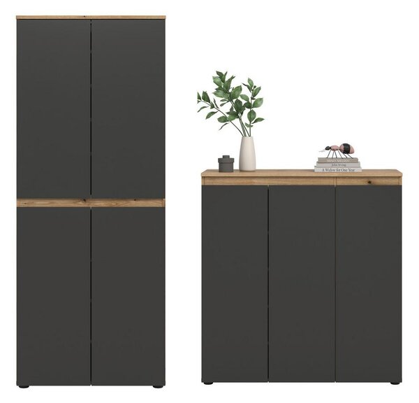 Livetastic Garderobna Omara Scarpa, Barva Hrasta, Antracit, 2 Kos